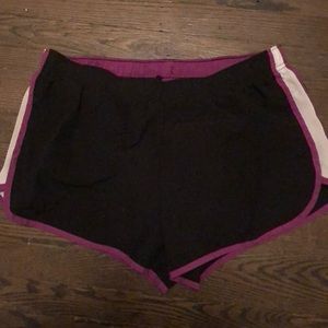 Purple white and black shorts